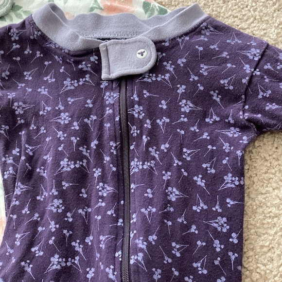 Lot of 3 Burt’s Bees Baby Footed Zipper Sleepers - Picture 2 of 6